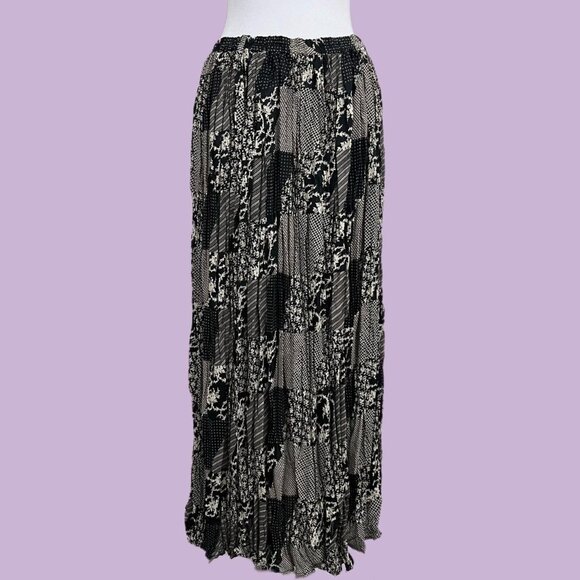 vintage 90s patchwork floral plus size quirky boho maxi skirt - Picture 1 of 8